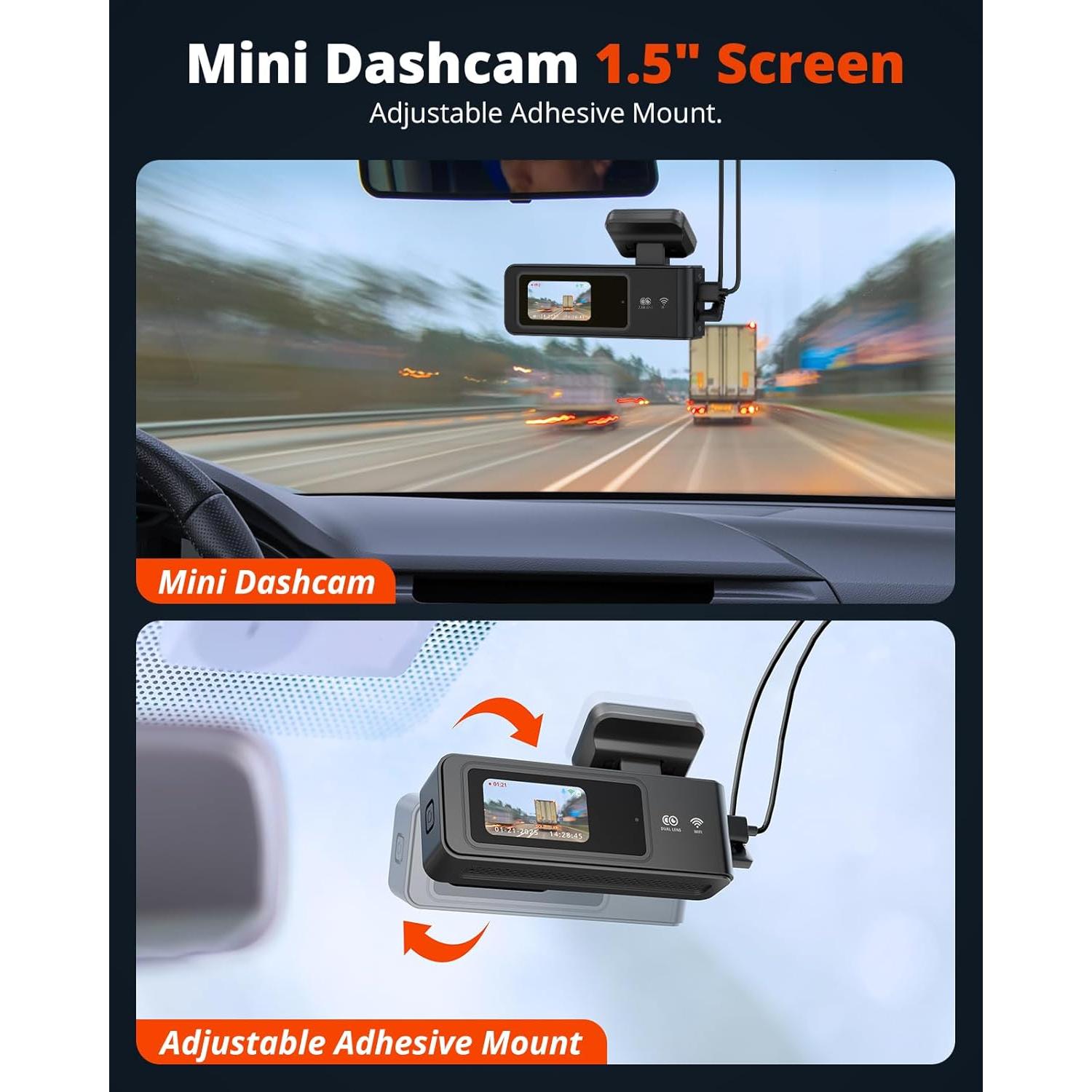 Cámara Dash 2K Delantera y Trasera Kingslim con 64GB