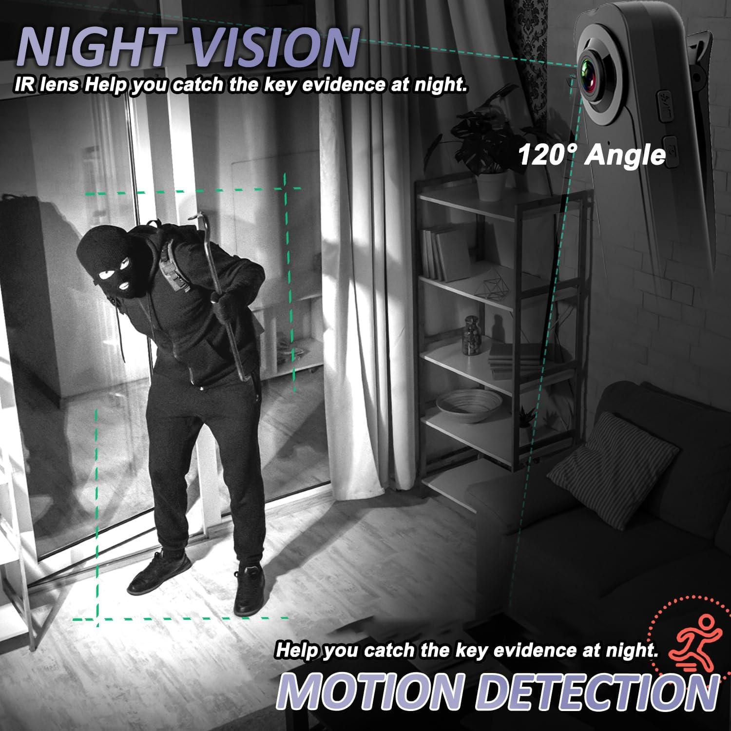 Mini Cámara Corporal KSADBOSSBO 1080P HD con Visión Nocturna