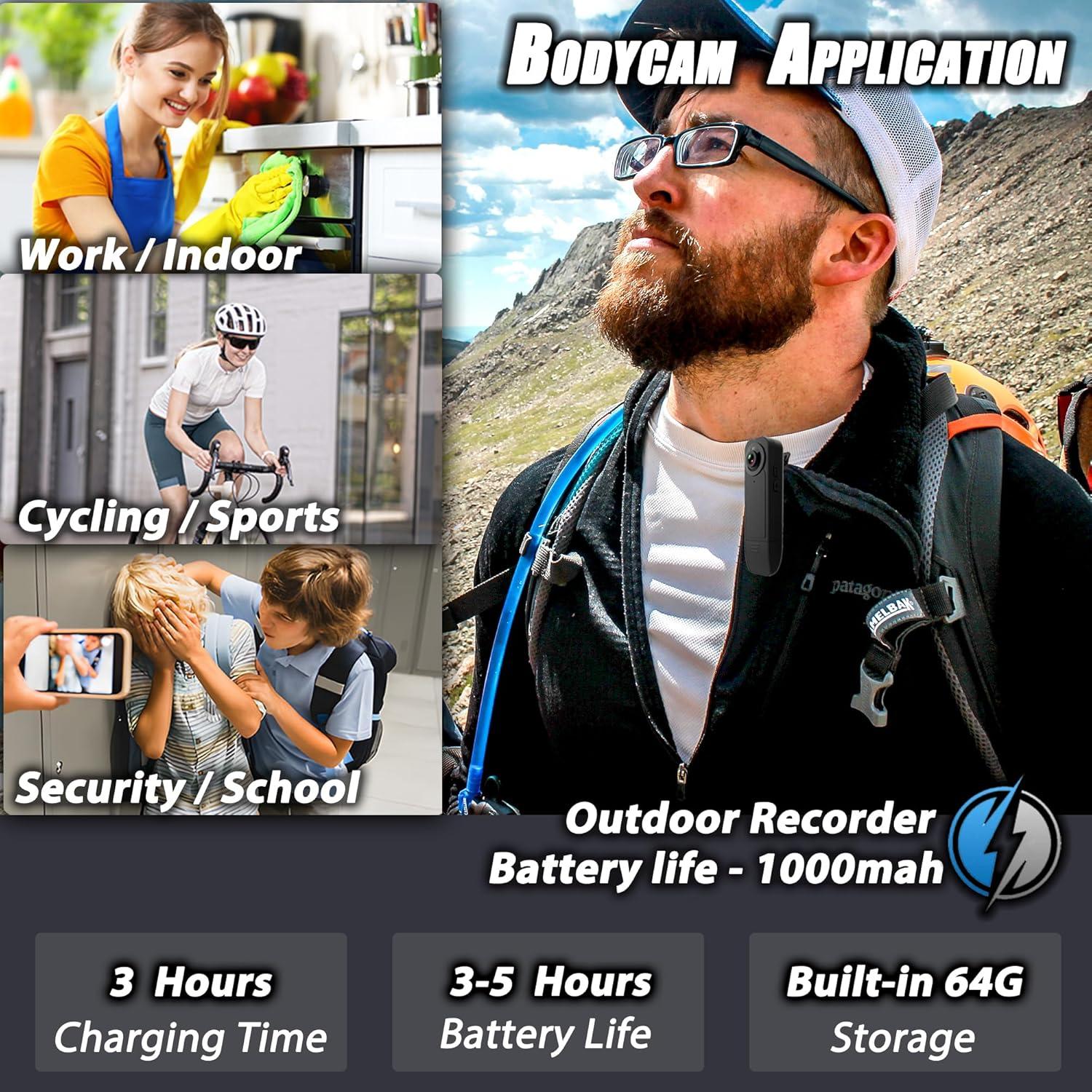 Mini Cámara Corporal KSADBOSSBO 1080P HD con Visión Nocturna