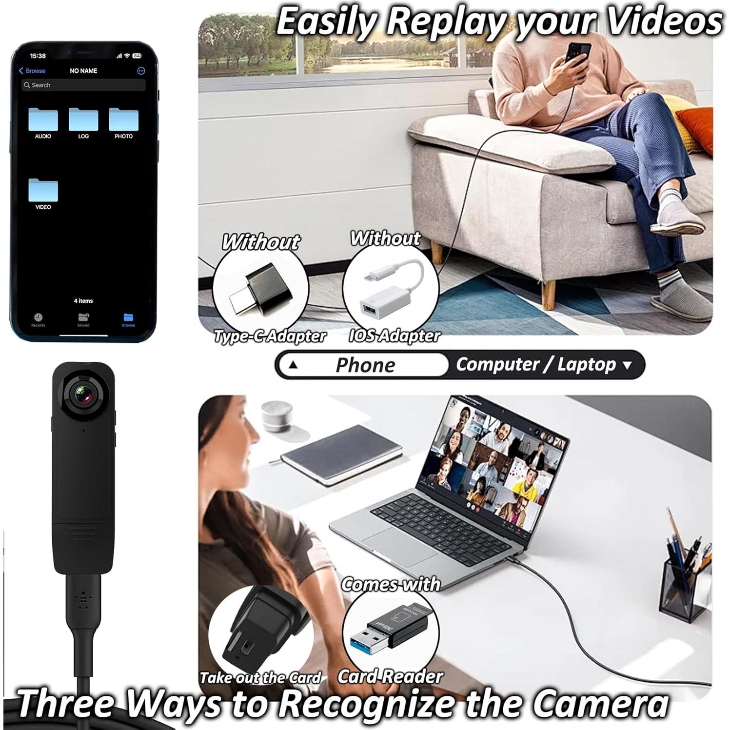 Mini Cámara Corporal KSADBOSSBO 1080P HD con Visión Nocturna