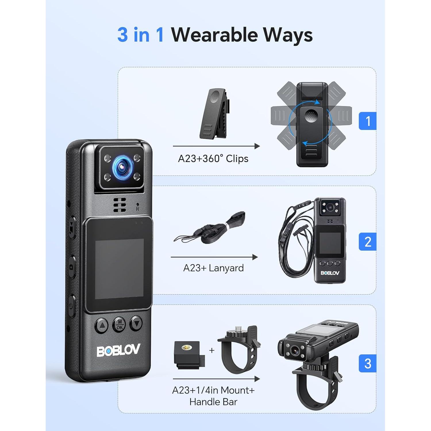 Cámara Corporal BOBLOV A23 128GB con Visión Nocturna