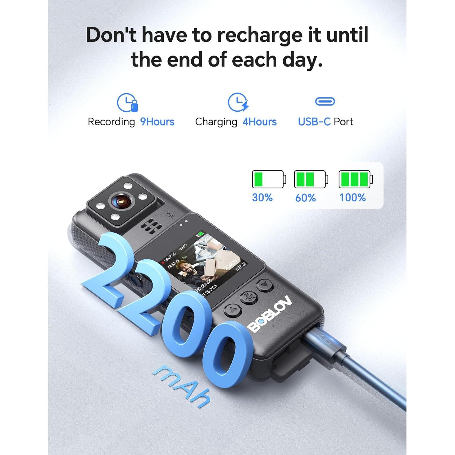 Cámara Corporal BOBLOV A23 128GB con Visión Nocturna