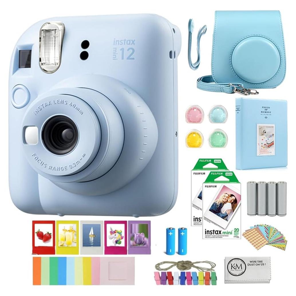 Cámara Instantánea FUJIFILM INSTAX Mini 12 Azul Pastel Kit 10 Pzs