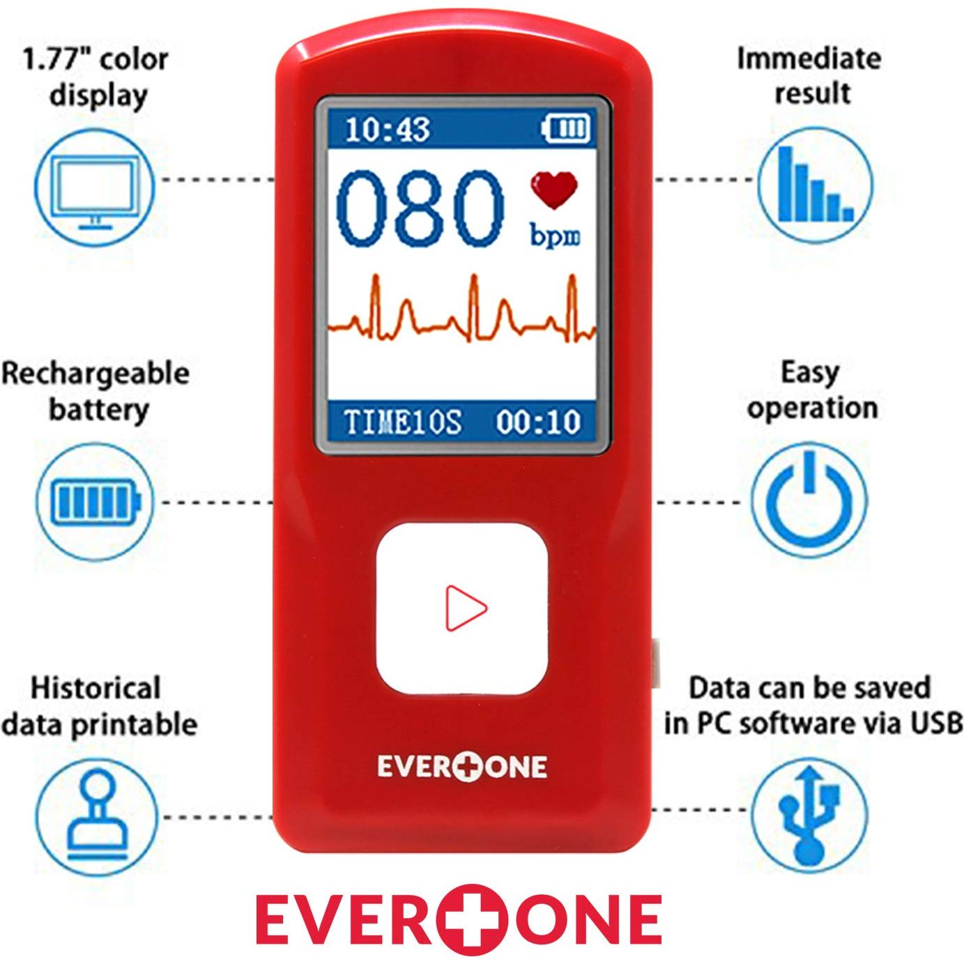 Monitor ECG/EKG Bluetooth EverOne EVOPM10, App iOS/Android