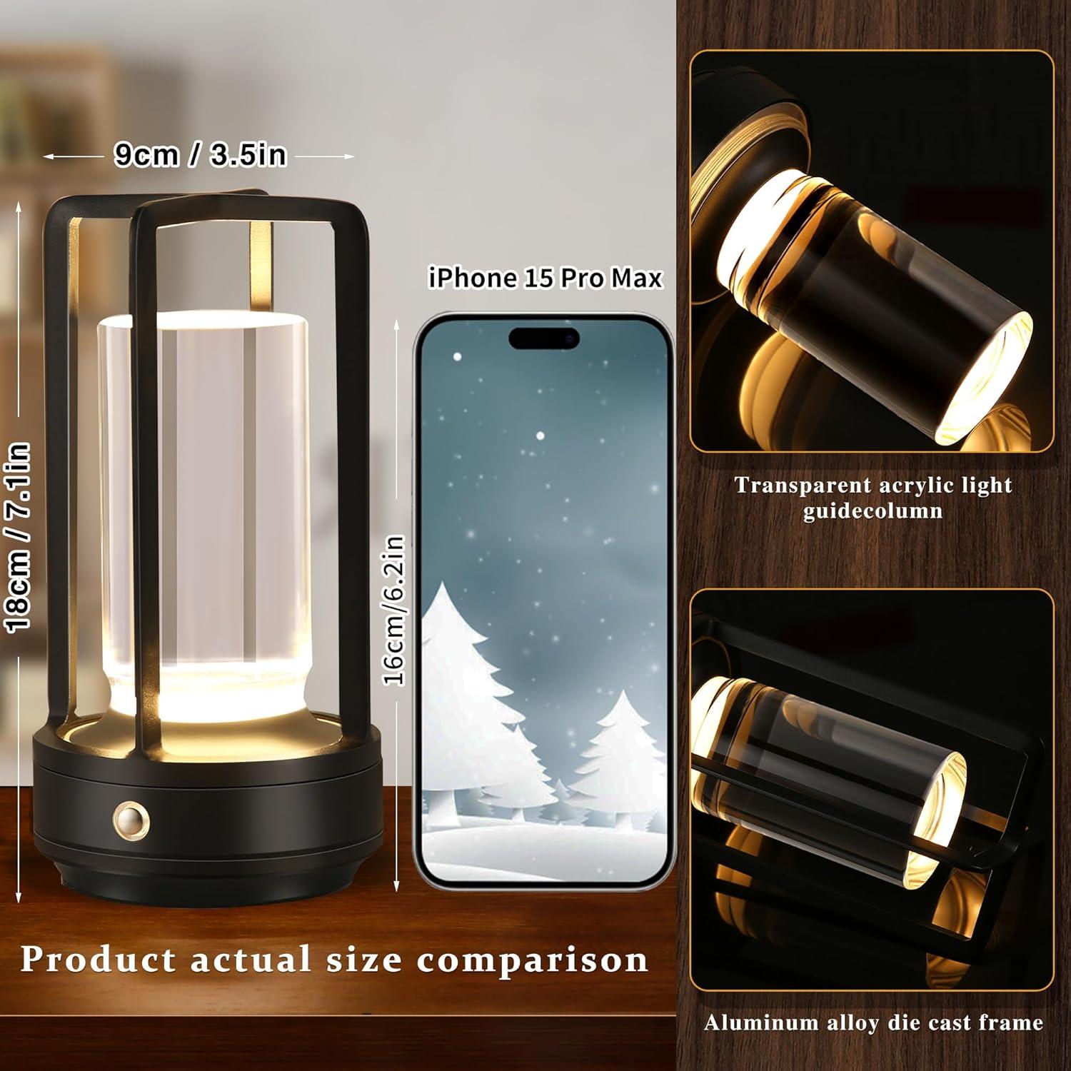 Lámpara de Mesa LED Recargable Anxingtools 23.8cm Negra