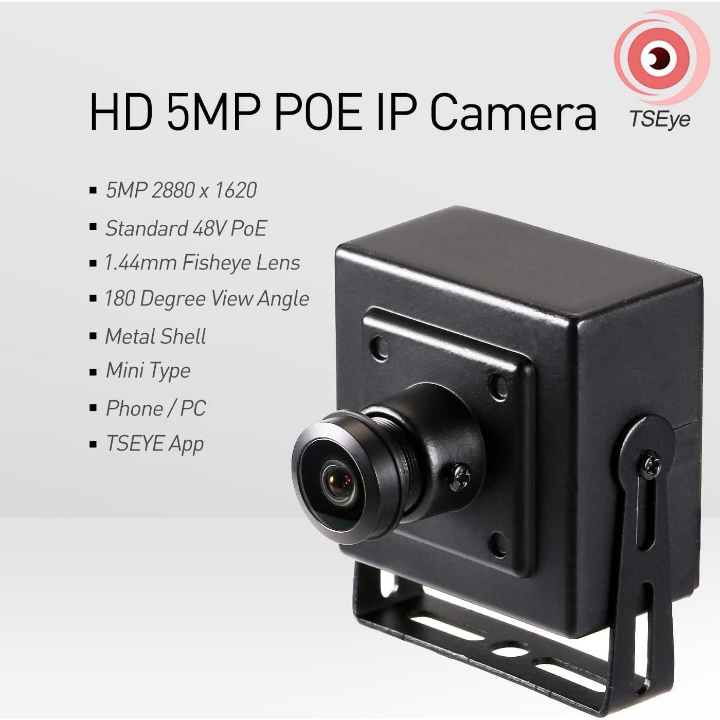 Cámara IP Mini POE 5MP REVODATA Lente Ojo de Pez 180°