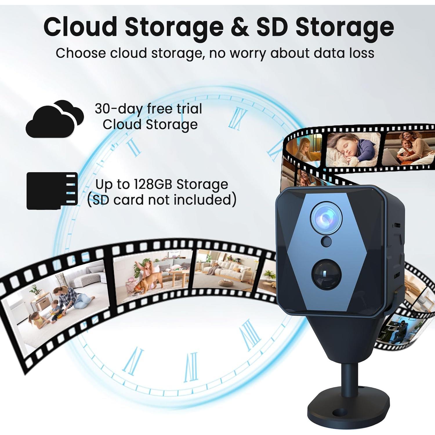 Cámara de Seguridad Inalámbrica 2K Vebiliki con Tarjeta SD 64GB