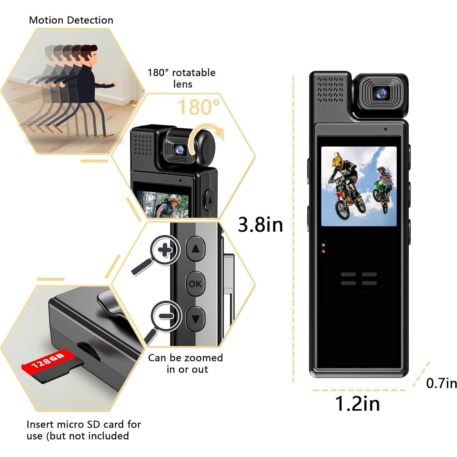 Cámara Corporal Mini HRHIKG 1080P HD con Visión Nocturna