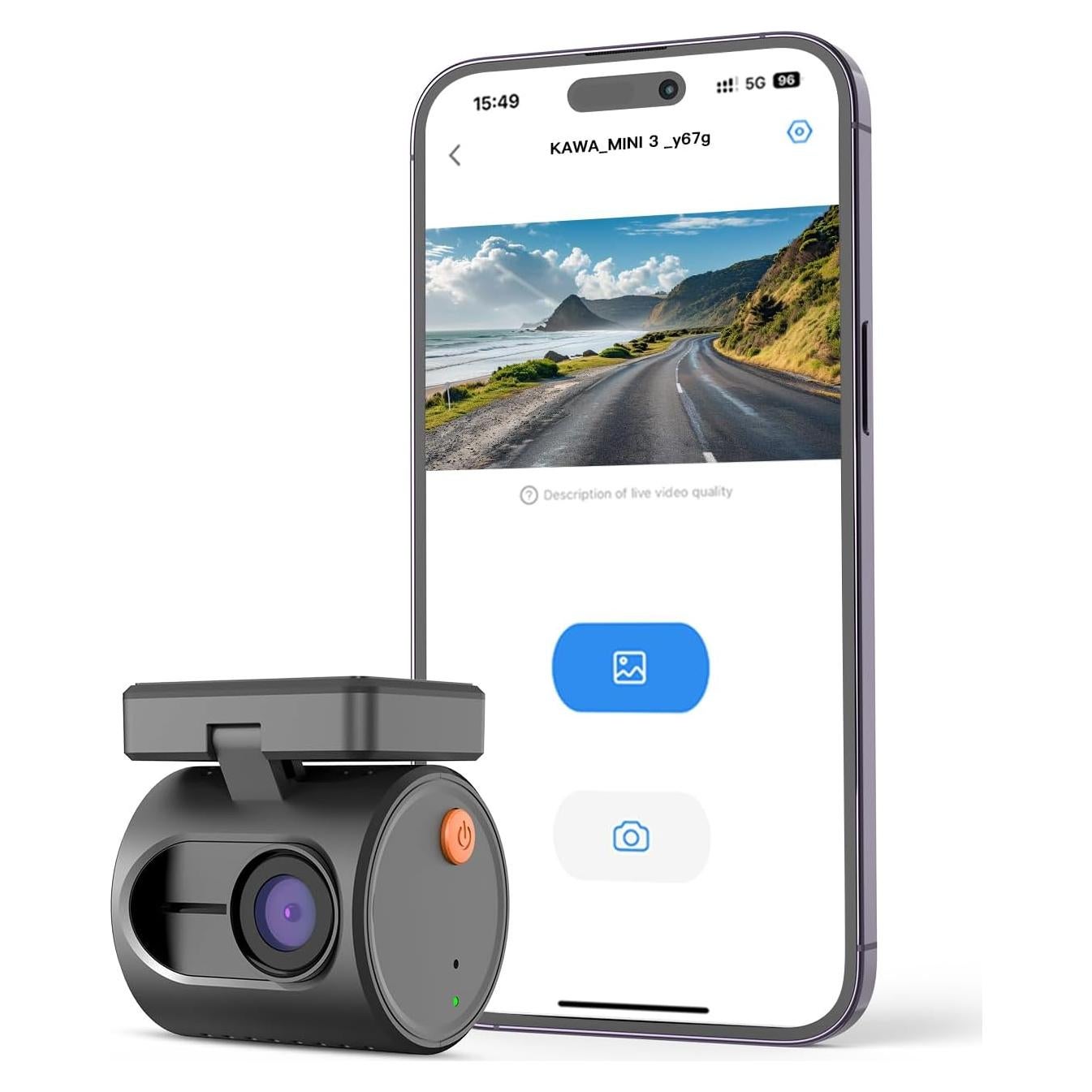 Cámara Dash KAWA MINI 3 1296P QHD Control por Voz - Negro