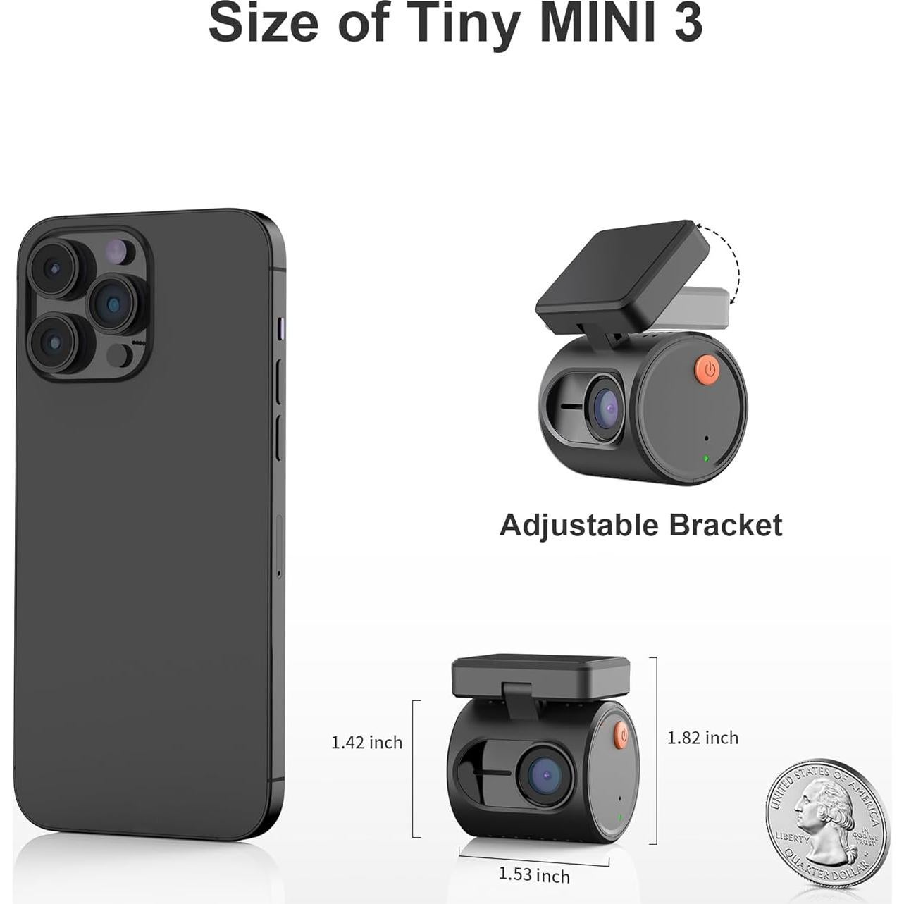 Cámara Dash KAWA MINI 3 1296P QHD Control por Voz - Negro