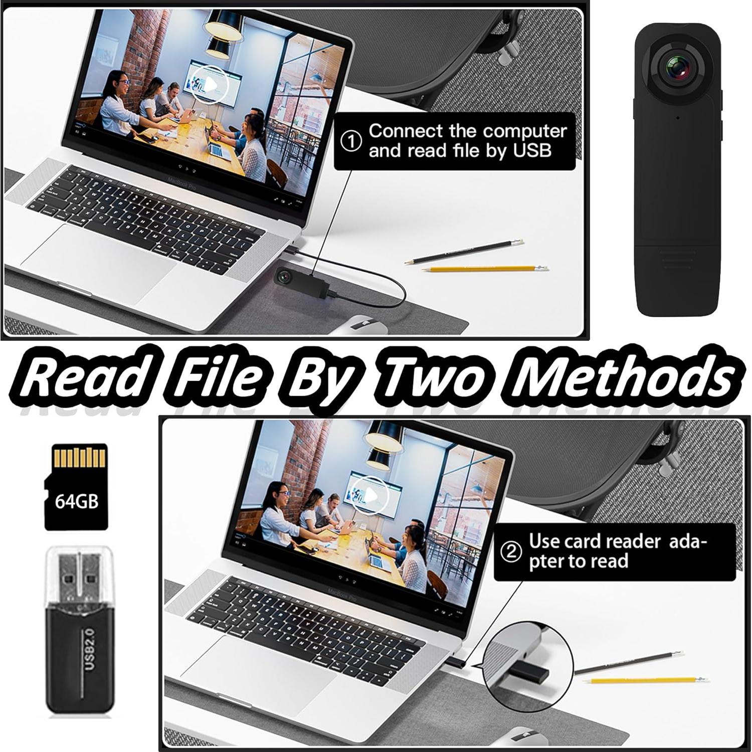 Mini Cámara Corporal 1080P Eastfatkun con 64GB y Batería