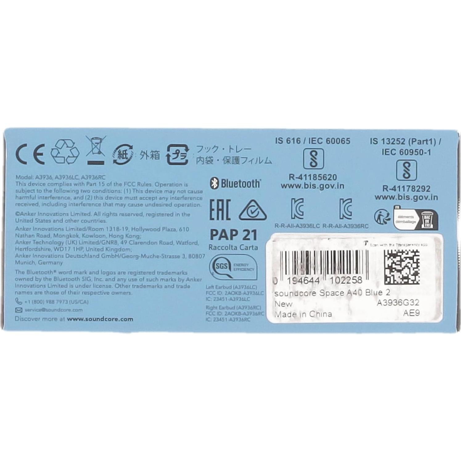 Auriculares Inalámbricos Anker Soundcore A40 Azul 50H ANC