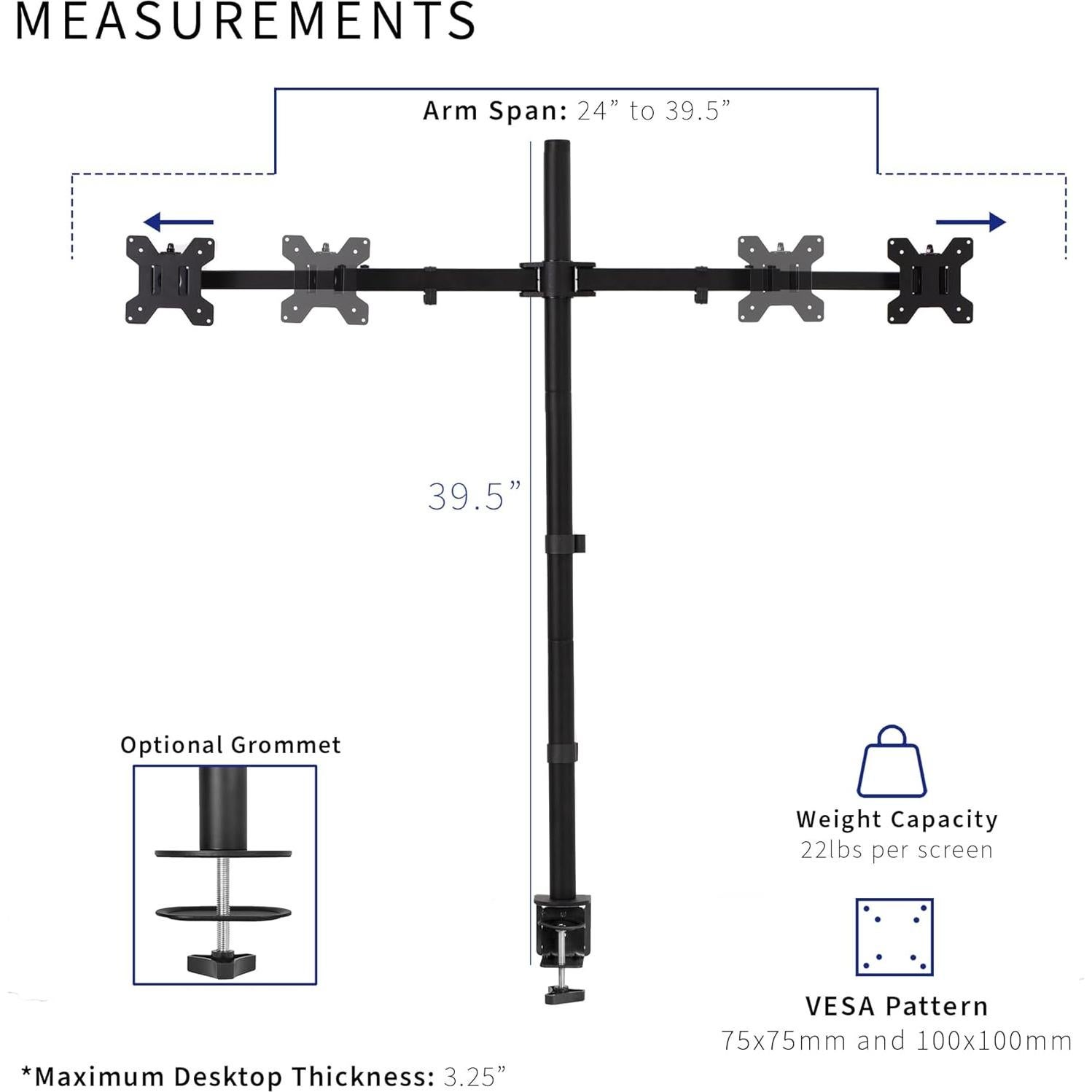 Soporte de Escritorio Doble VIVO para Monitores 27-38"