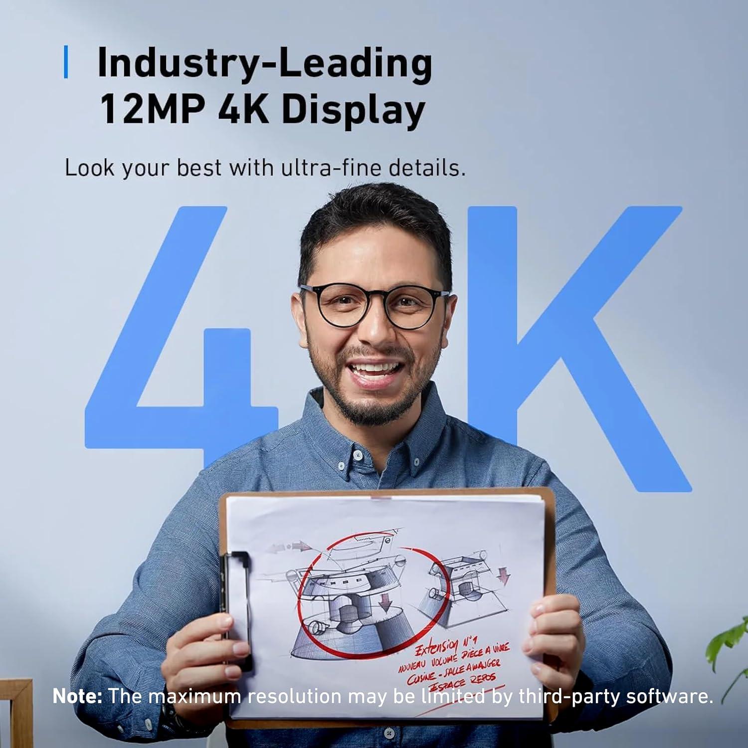 Webcam AnkerWork C310 4K 12MP AI Micrófono 360°