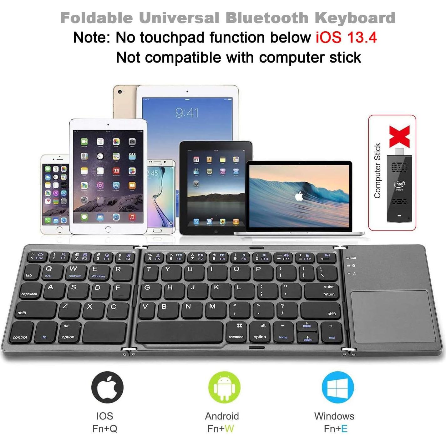 Teclado Inalámbrico Plegable AIWISDOM con Touchpad - Gris