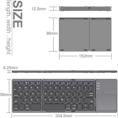 Teclado Inalámbrico Plegable AIWISDOM con Touchpad - Gris