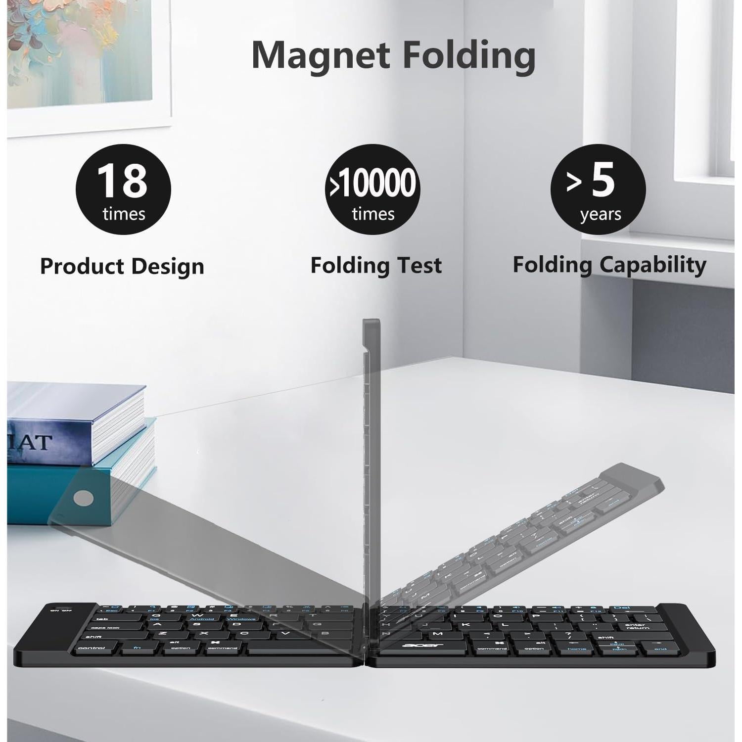 Teclado Plegable PopBloom K212 Inalámbrico Recargable Amarillo