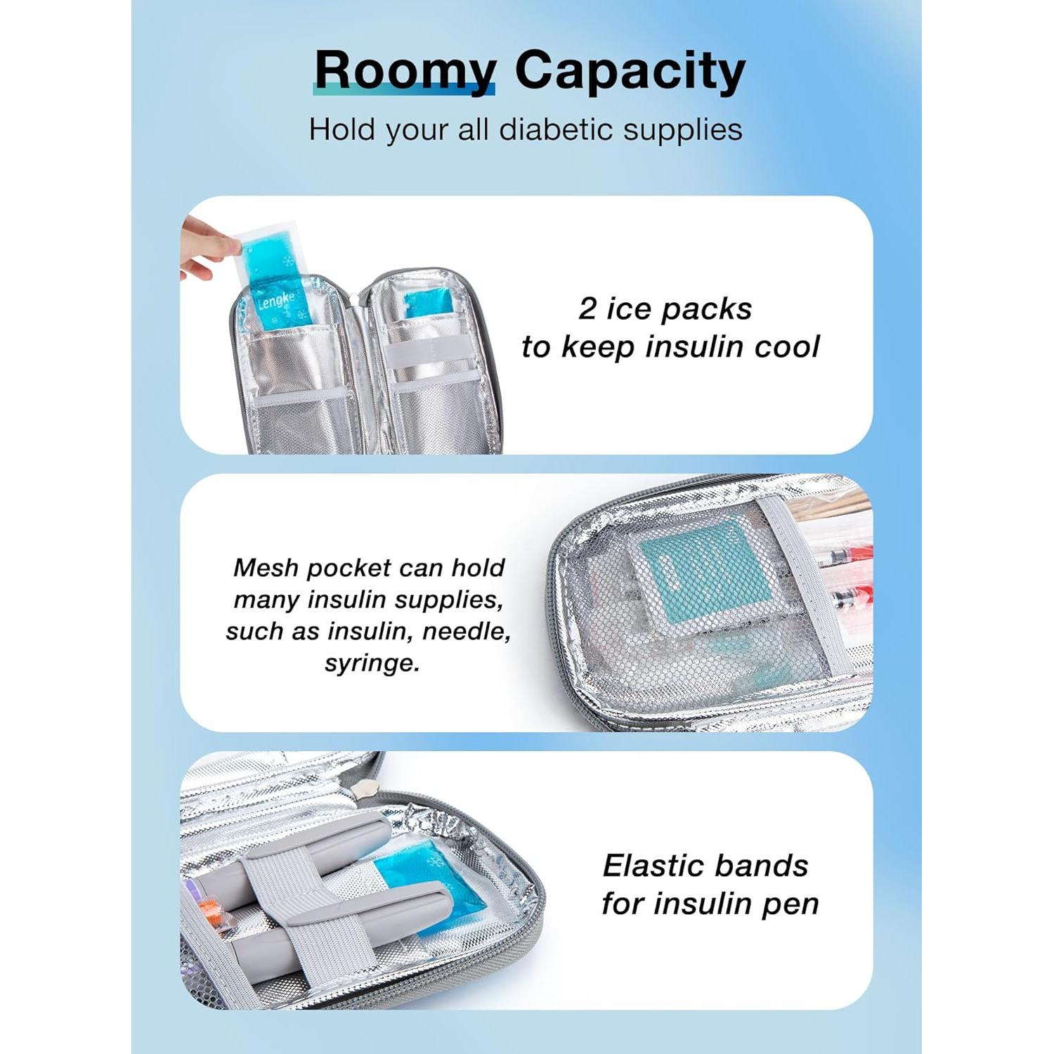 Bolsa Aislada para Insulina Leng Ke - Diabética Gris