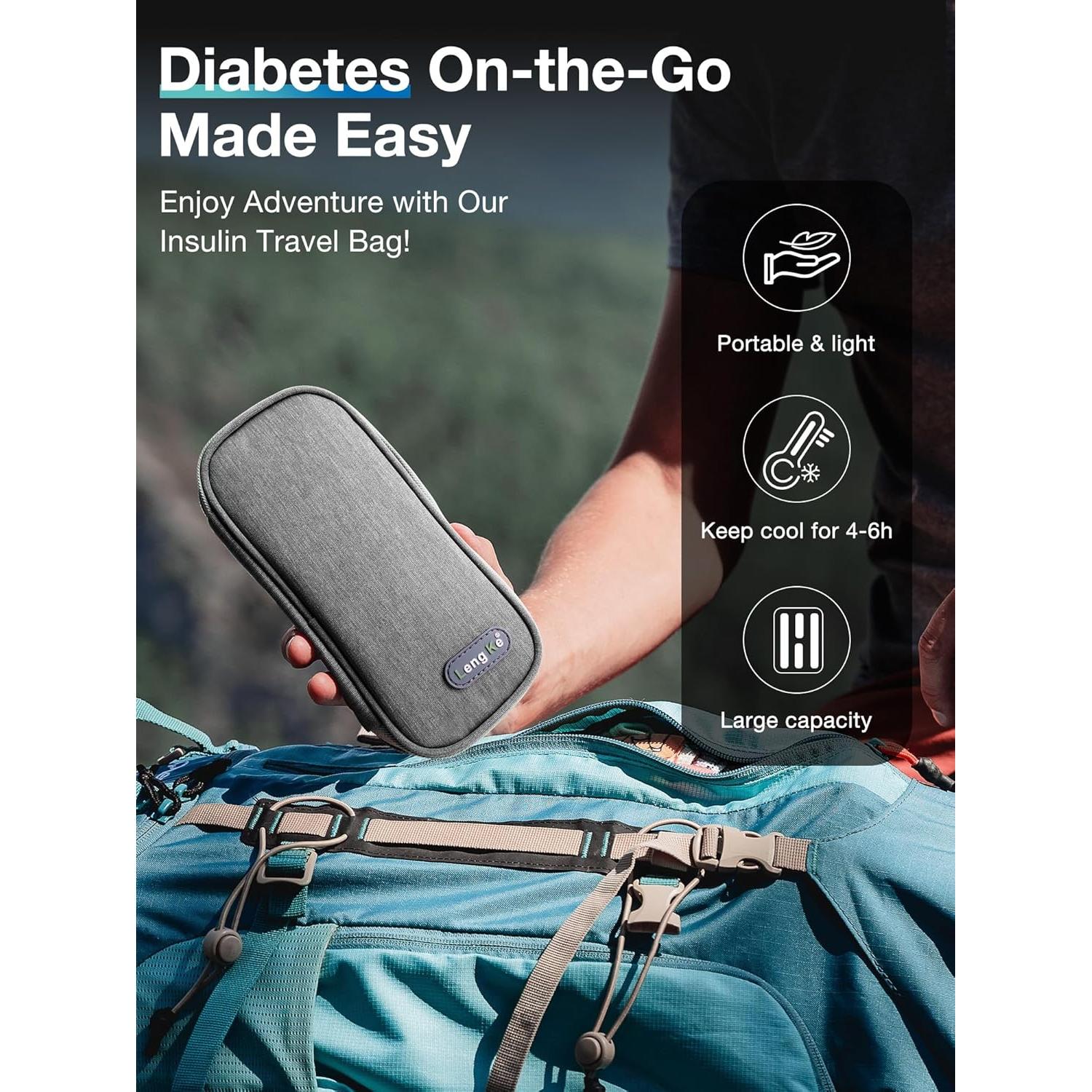 Bolsa Aislada para Insulina Leng Ke - Diabética Gris