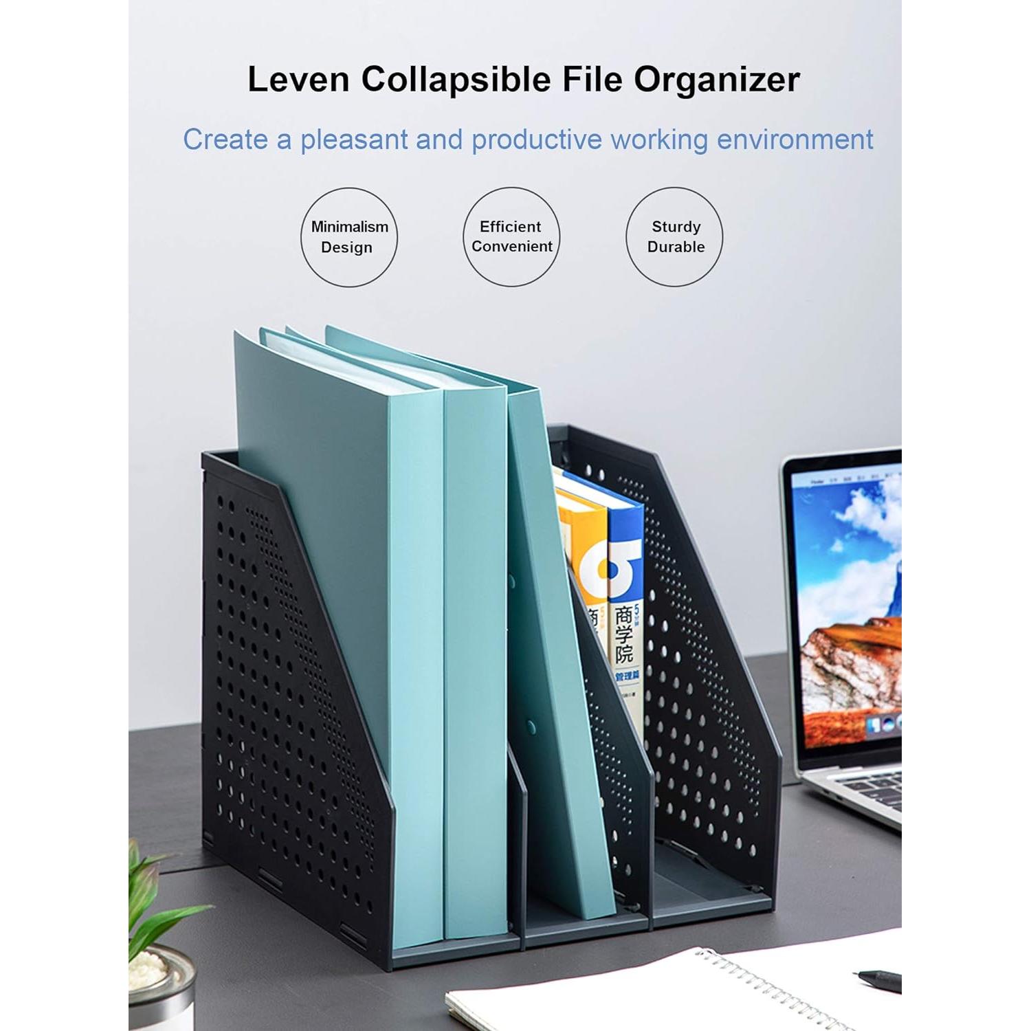 Soporte de Revistas Plegable Leven 3 Compartimentos Gris