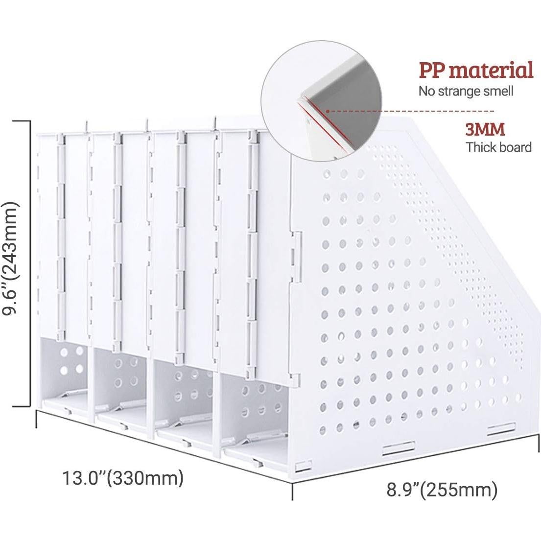 Soporte de Revistas Lemical 4 Compartimentos Plegable Gris