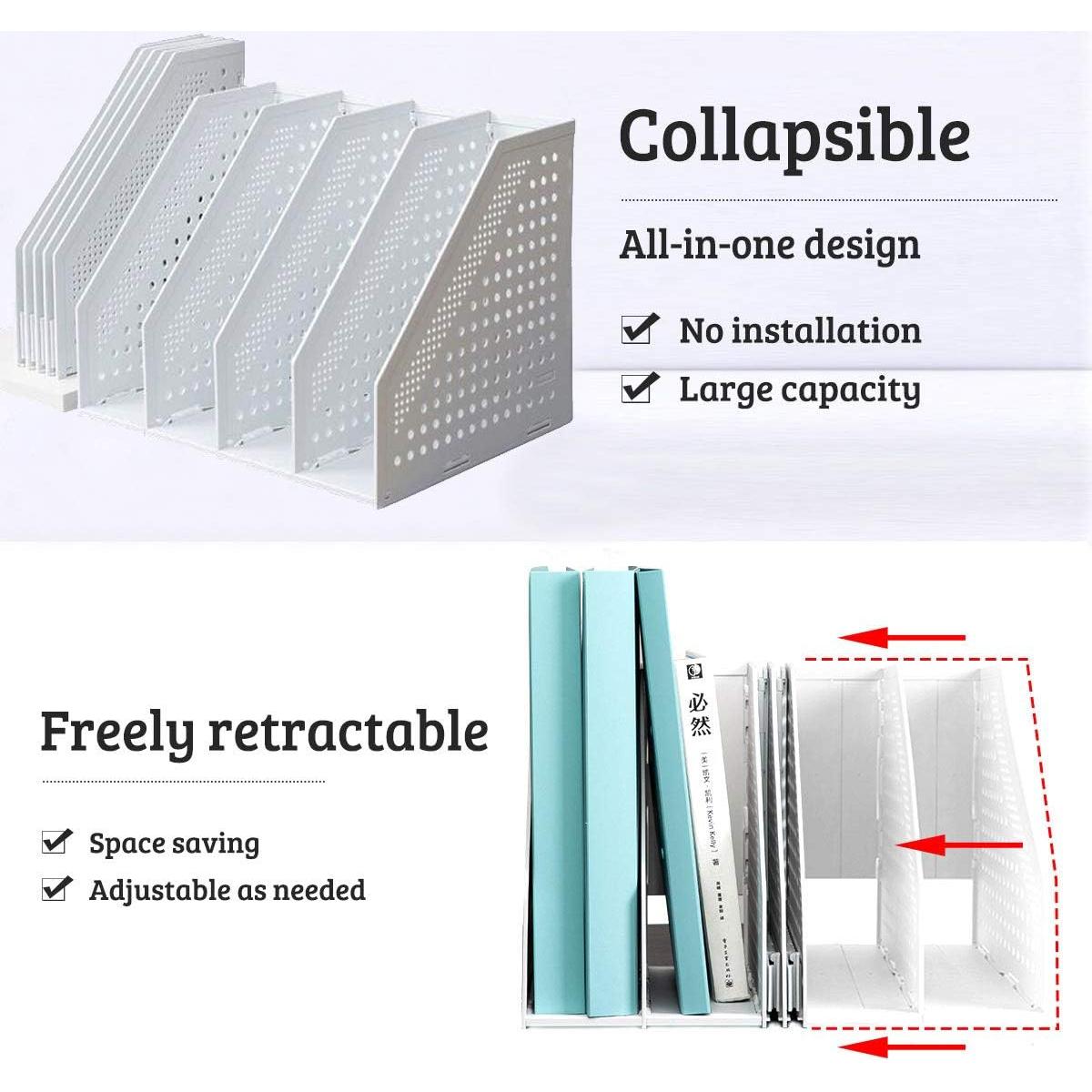 Soporte de Revistas Lemical 4 Compartimentos Plegable Gris