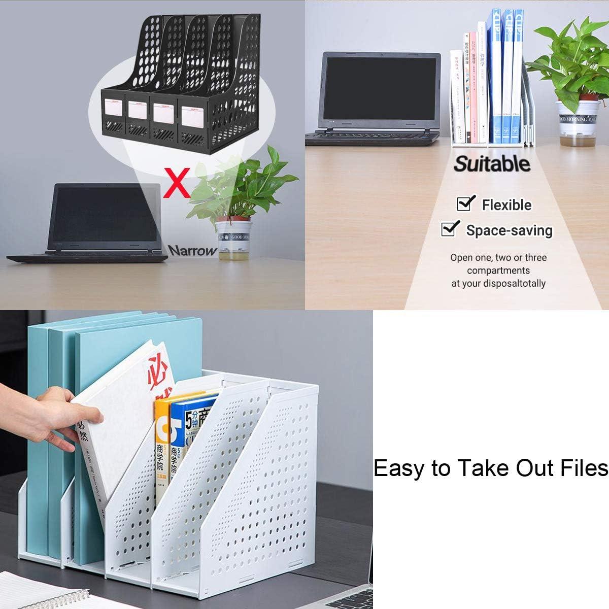 Soporte de Revistas Lemical 4 Compartimentos Plegable Gris