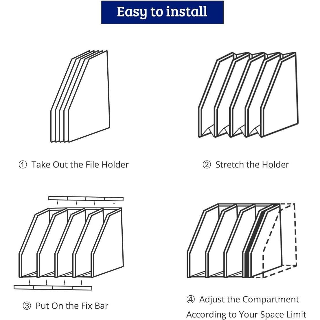 Soporte de Revistas Lemical 4 Compartimentos Plegable Gris
