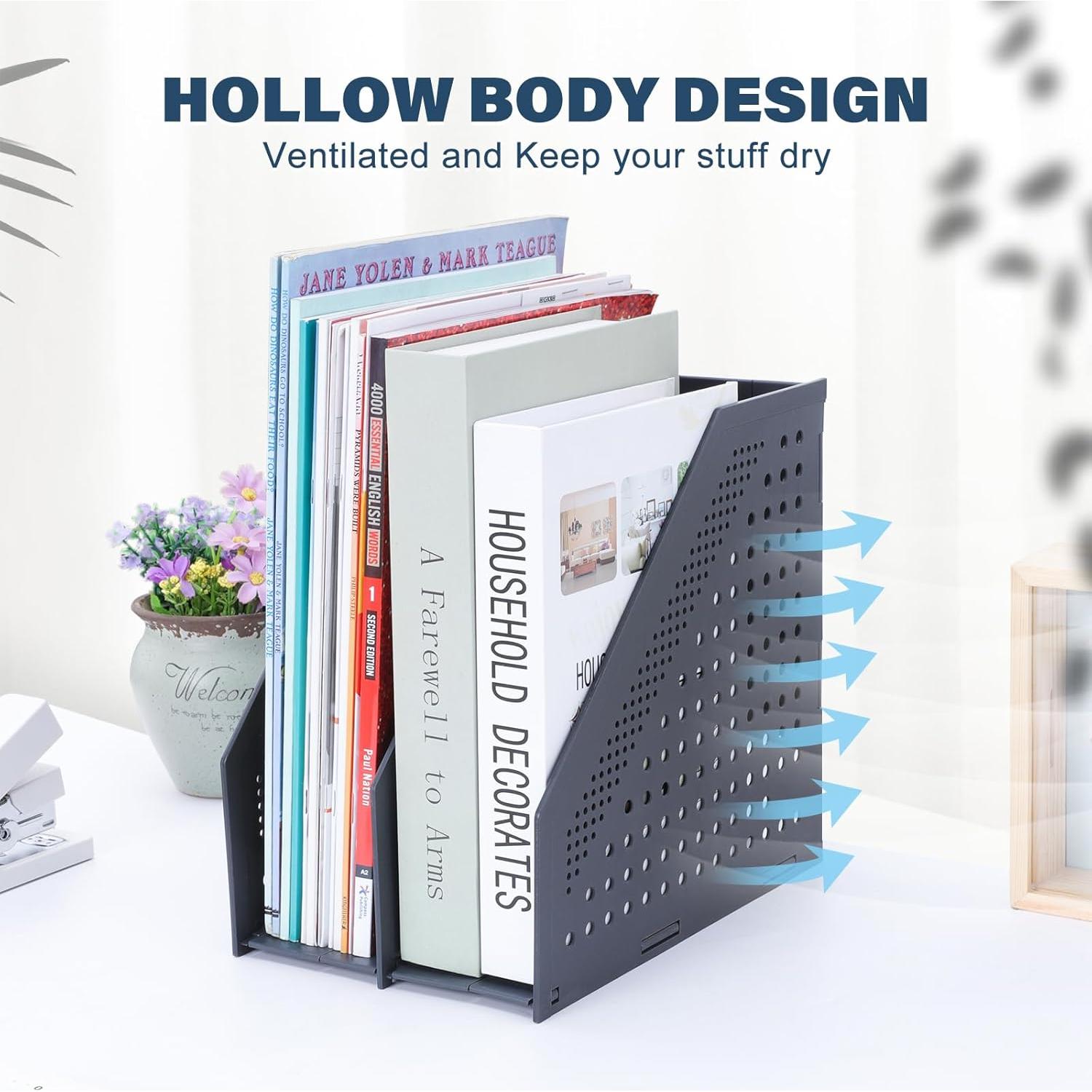 Soporte de Revistas Plegable FRETONBA 2 Compartimentos Gris