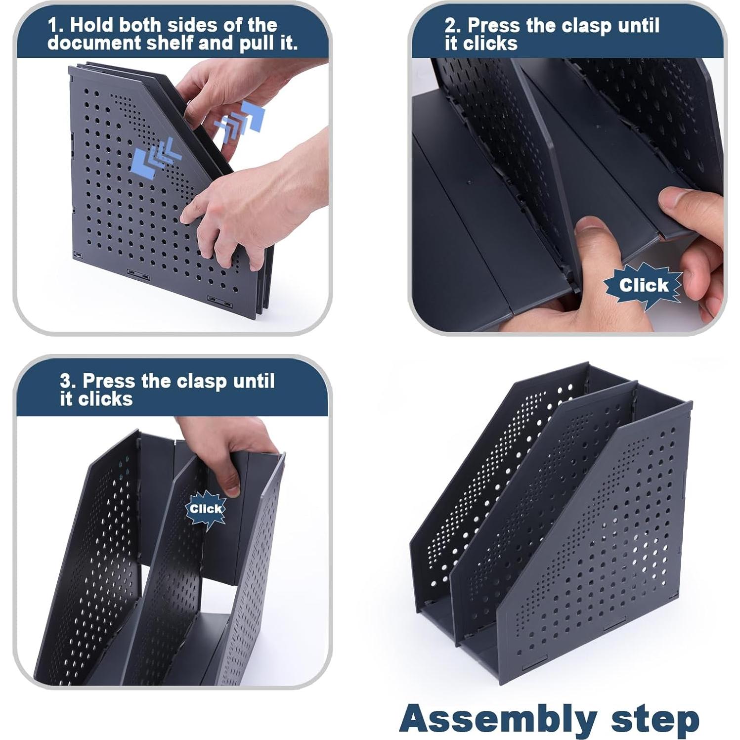 Soporte de Revistas Plegable FRETONBA 2 Compartimentos Gris