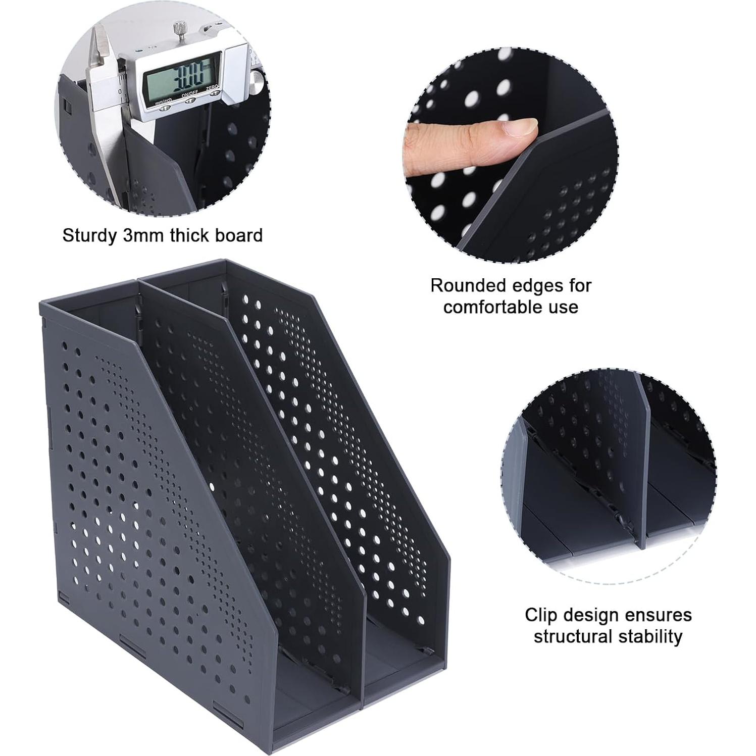 Soporte de Revistas Plegable FRETONBA 2 Compartimentos Gris