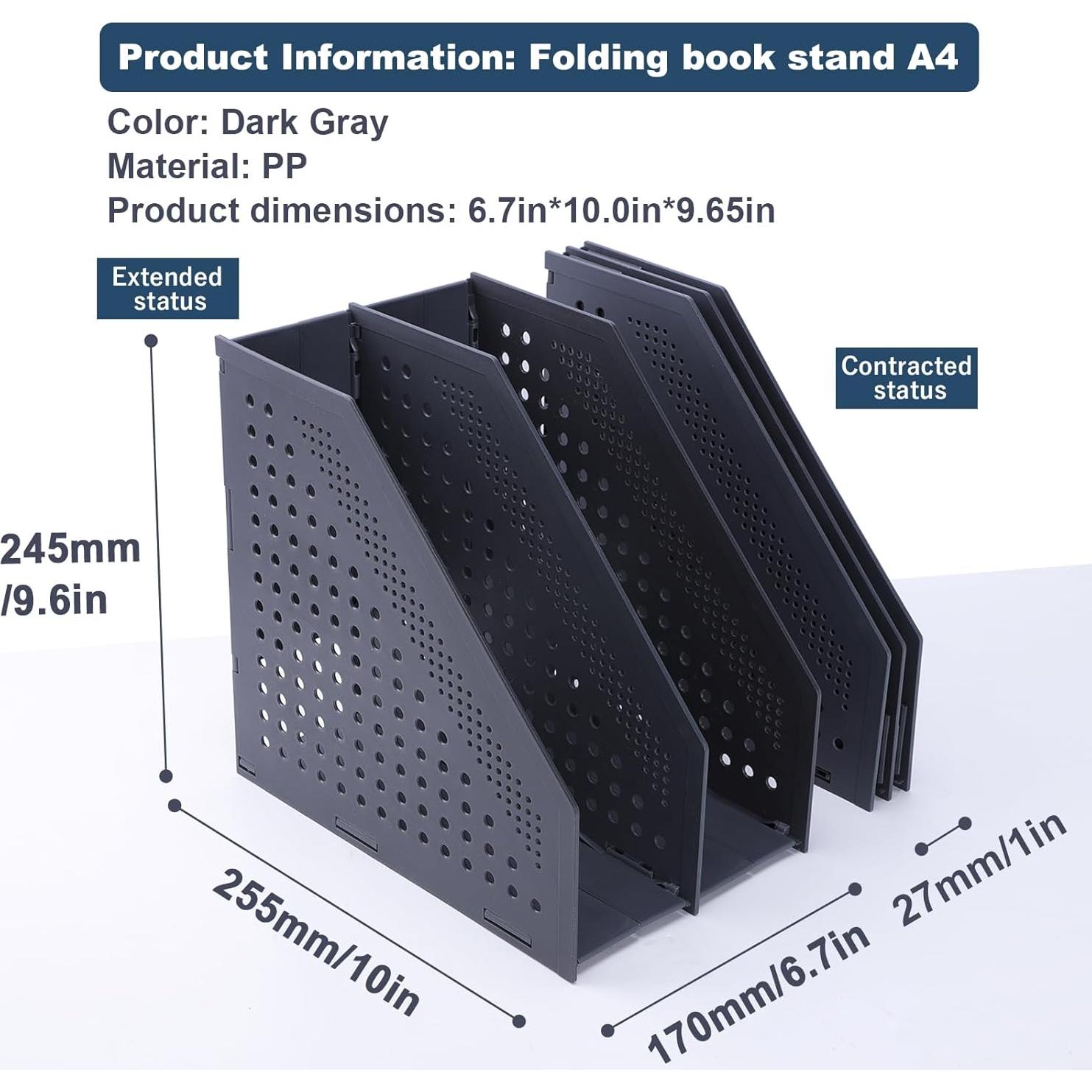 Soporte de Revistas Plegable FRETONBA 2 Compartimentos Gris