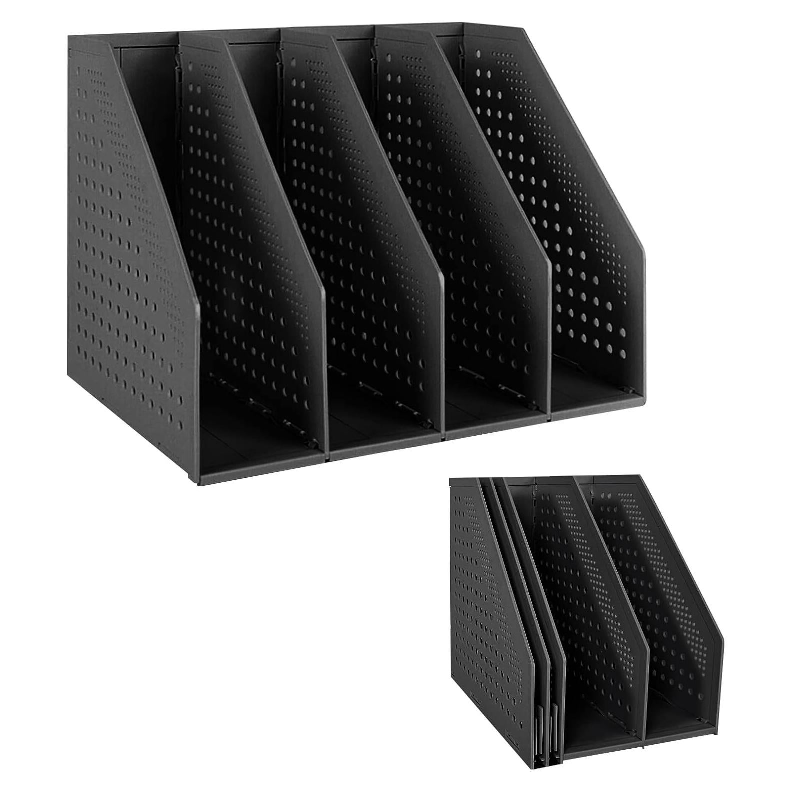 Soporte de Revistas Plegable SAYEEC 4 Compartimentos Negro