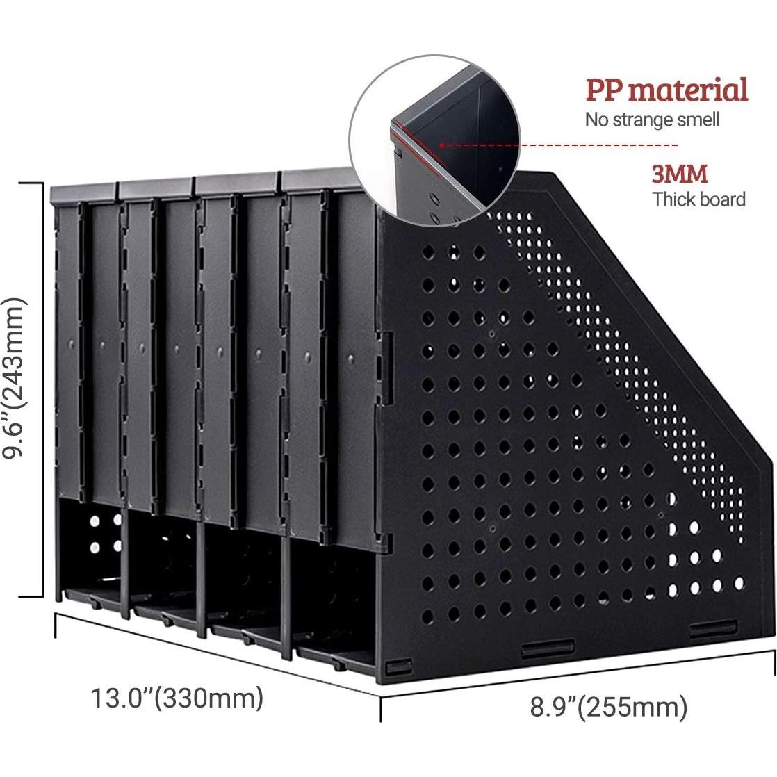 Soporte de Revistas Plegable SAYEEC 4 Compartimentos Negro