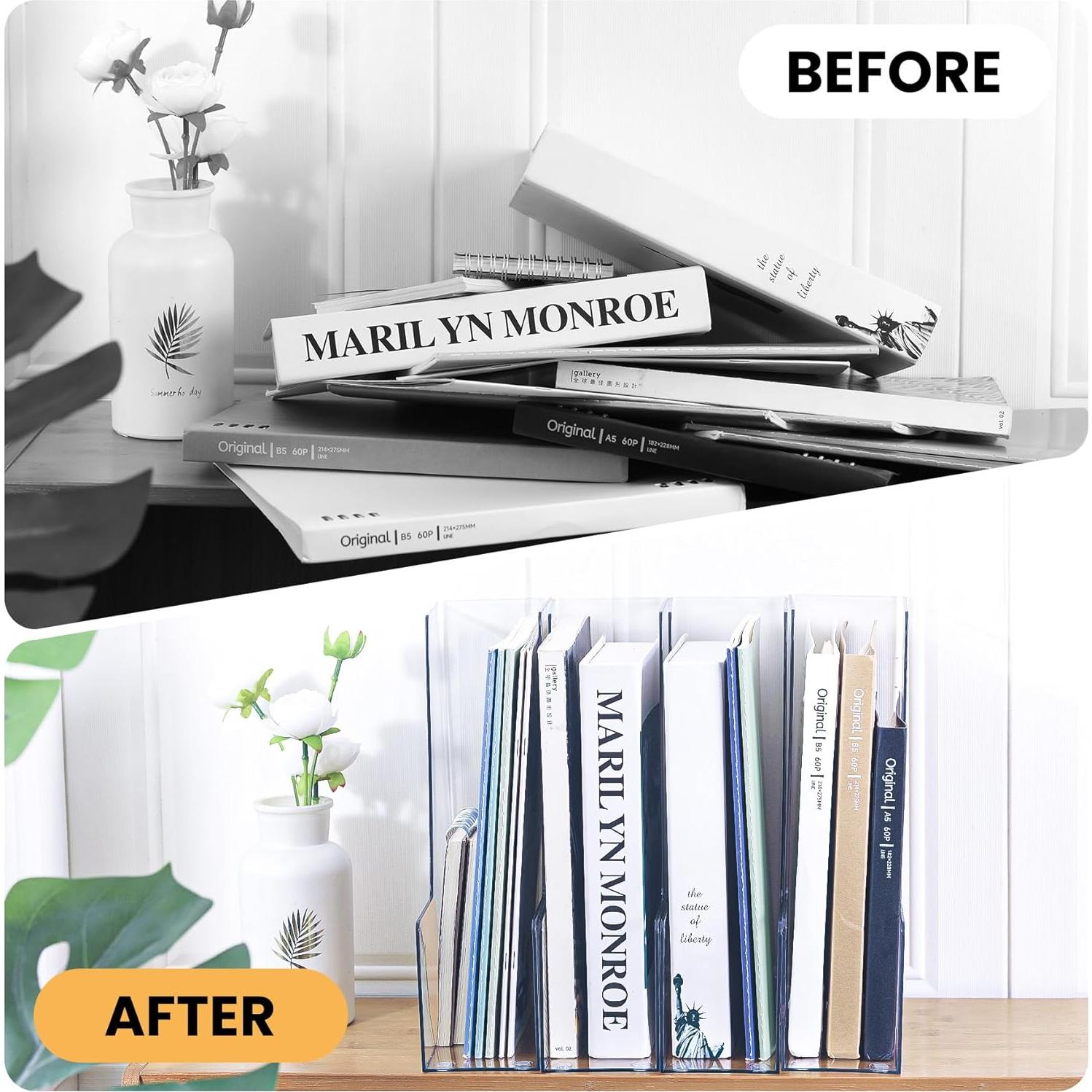 Organizador de Archivos Vertical LALOBLUE Acrílico Transparente 4 Pzas