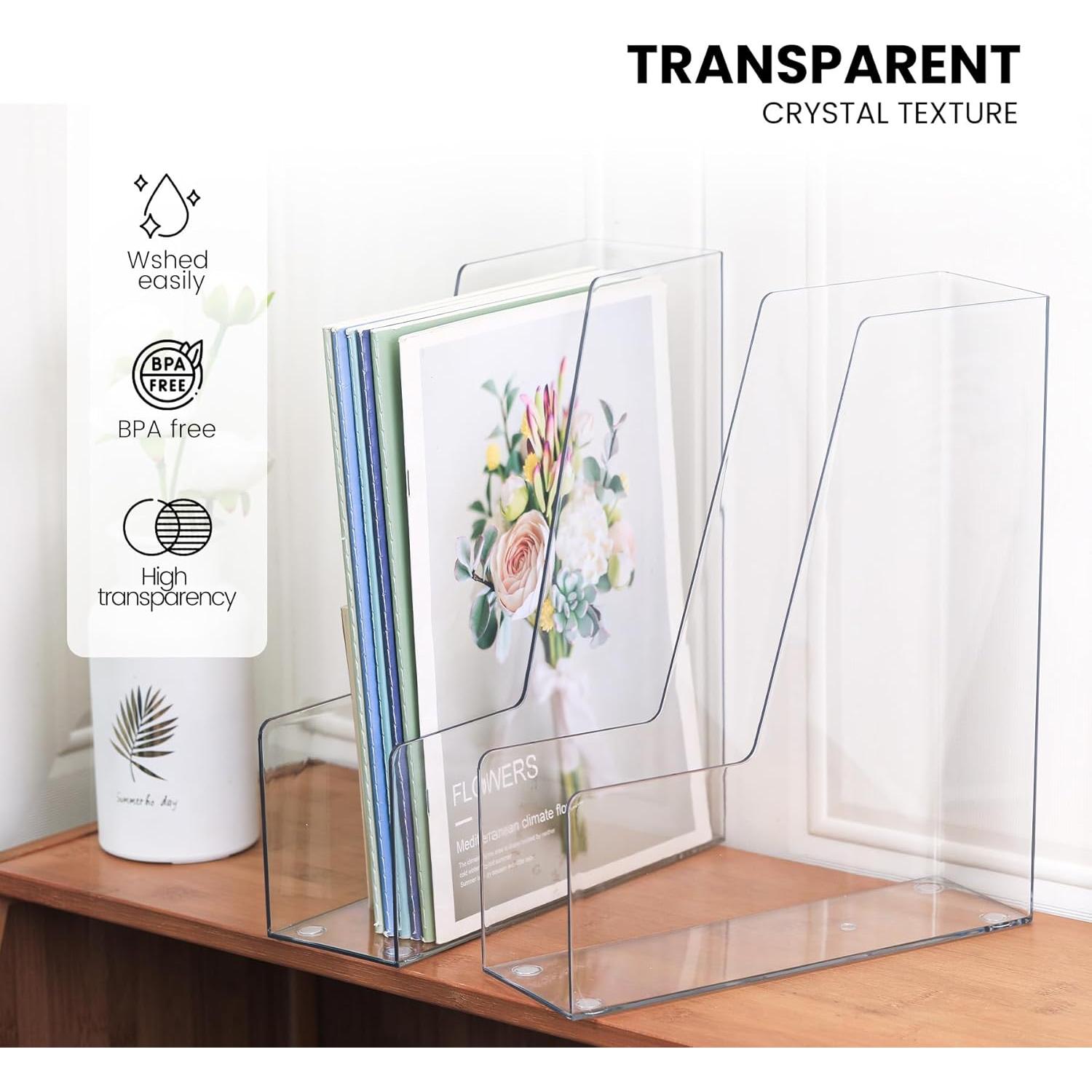 Organizador de Archivos Vertical LALOBLUE Acrílico Transparente 4 Pzas