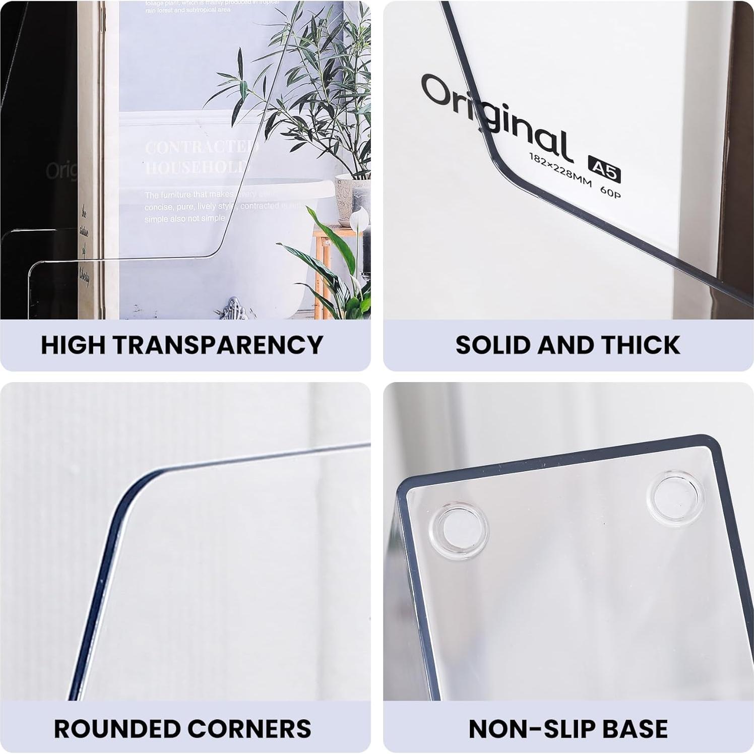 Organizador de Archivos Vertical LALOBLUE Acrílico Transparente 4 Pzas