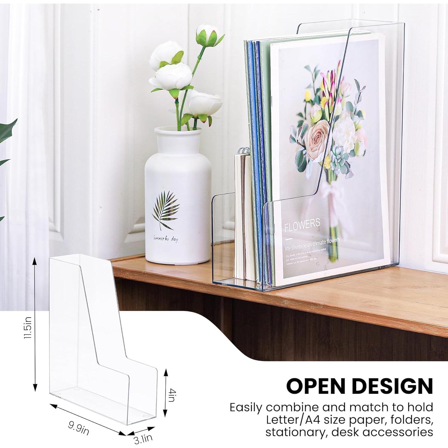 Organizador de Archivos Vertical LALOBLUE Acrílico Transparente 4 Pzas