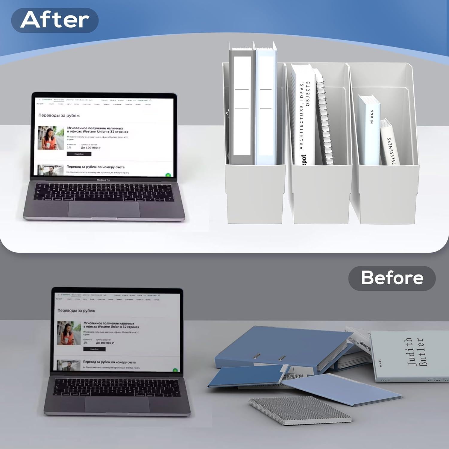 Organizador de Revistas 3 Pack Delifox Gris Plástico