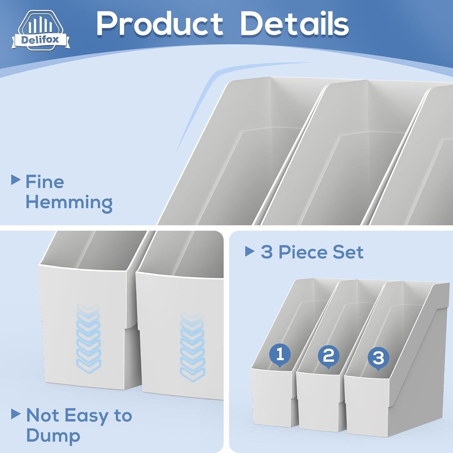 Organizador de Revistas 3 Pack Delifox Gris Plástico