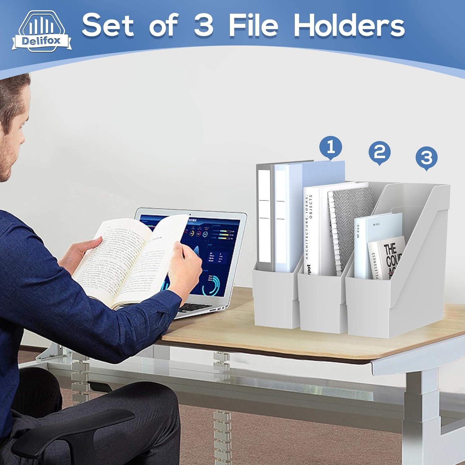 Organizador de Revistas 3 Pack Delifox Gris Plástico
