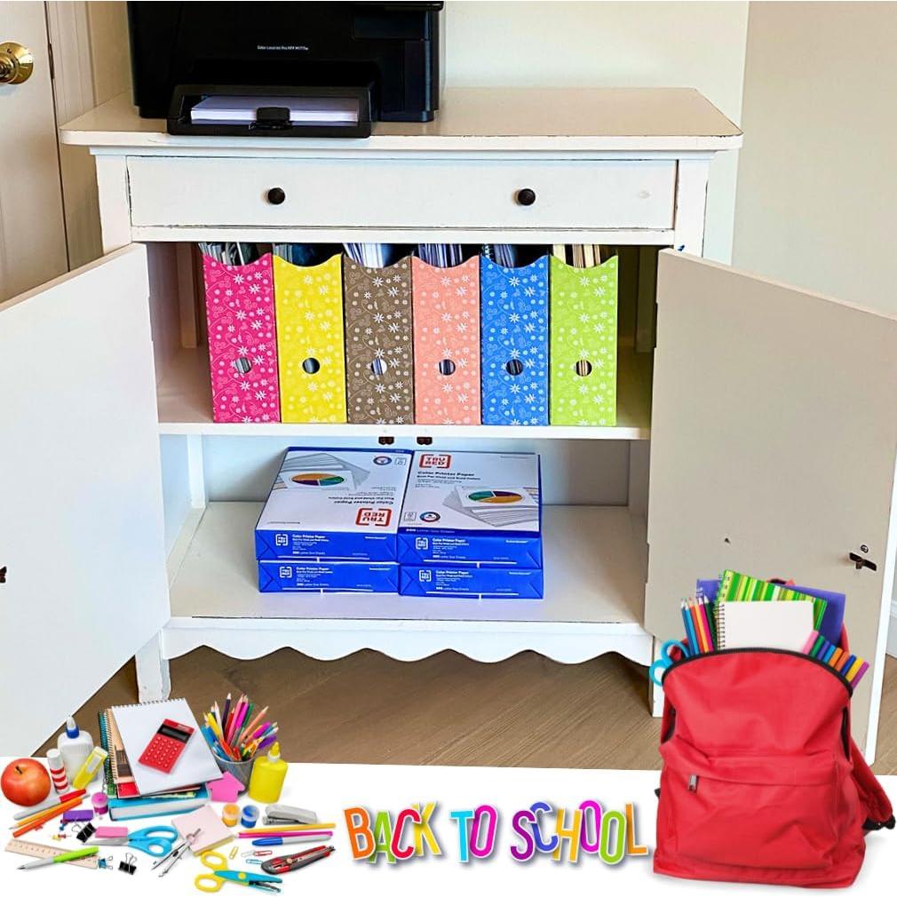 Soporte para Revistas Evelots - Juego de 6 Floral - Cartón Resistente - 25,4 cm