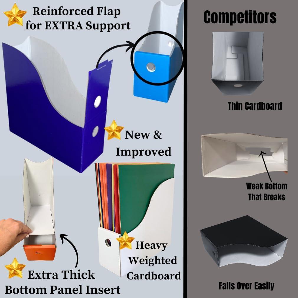 Soporte para Revistas Evelots - Juego de 6 Floral - Cartón Resistente - 25,4 cm