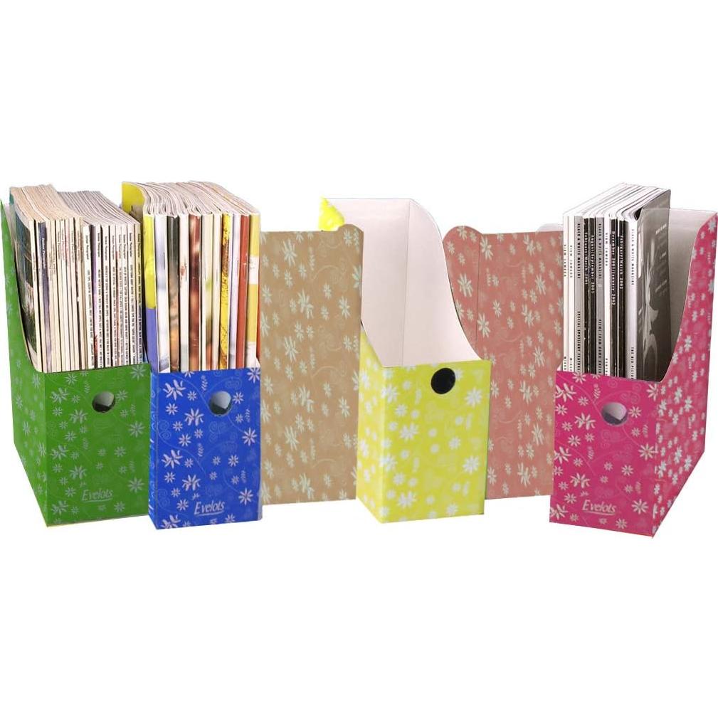 Soporte para Revistas Evelots - Juego de 6 Floral - Cartón Resistente - 25,4 cm