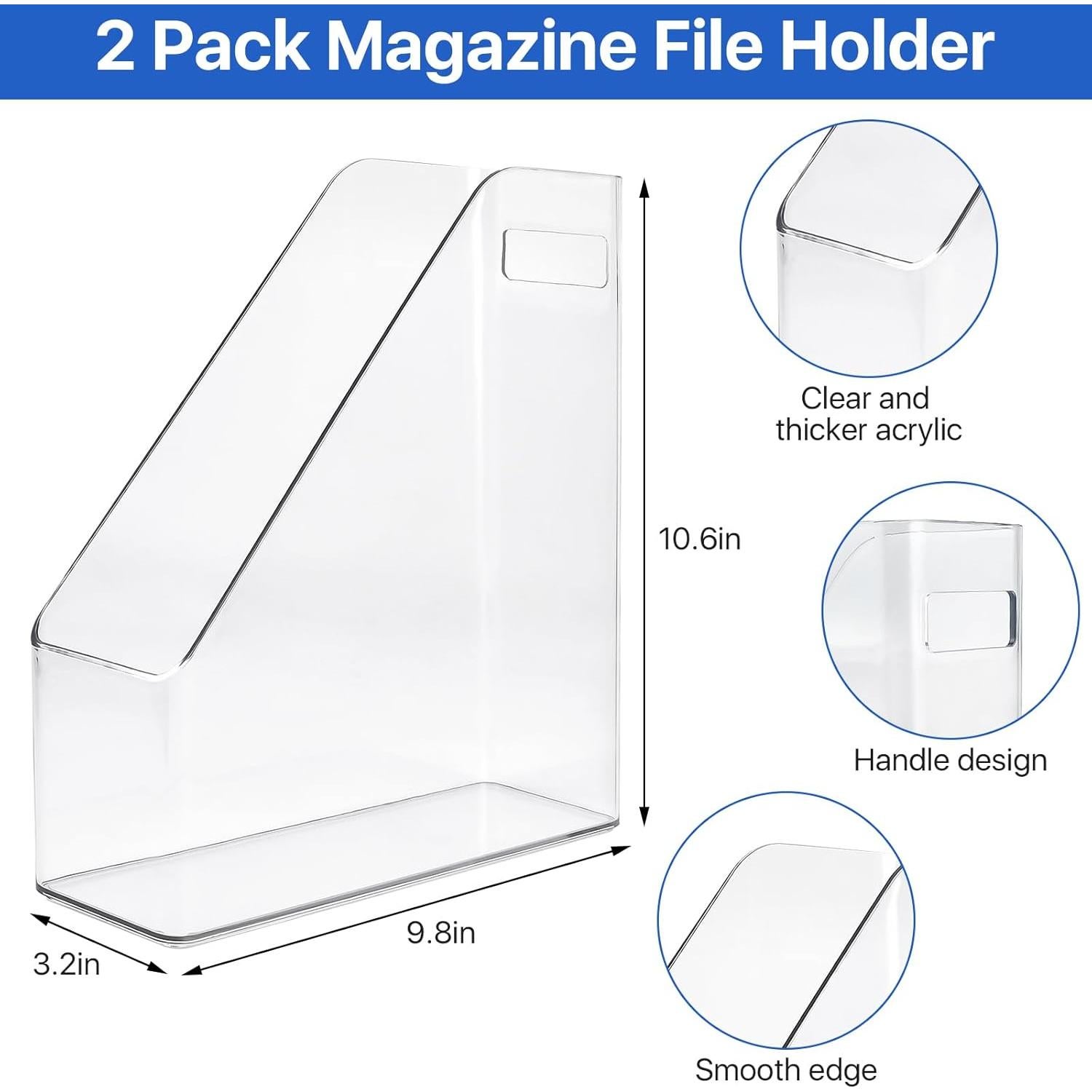 Paquete de 2 Soportes de Revistas Acrílico Akamino 26.9x24.9cm