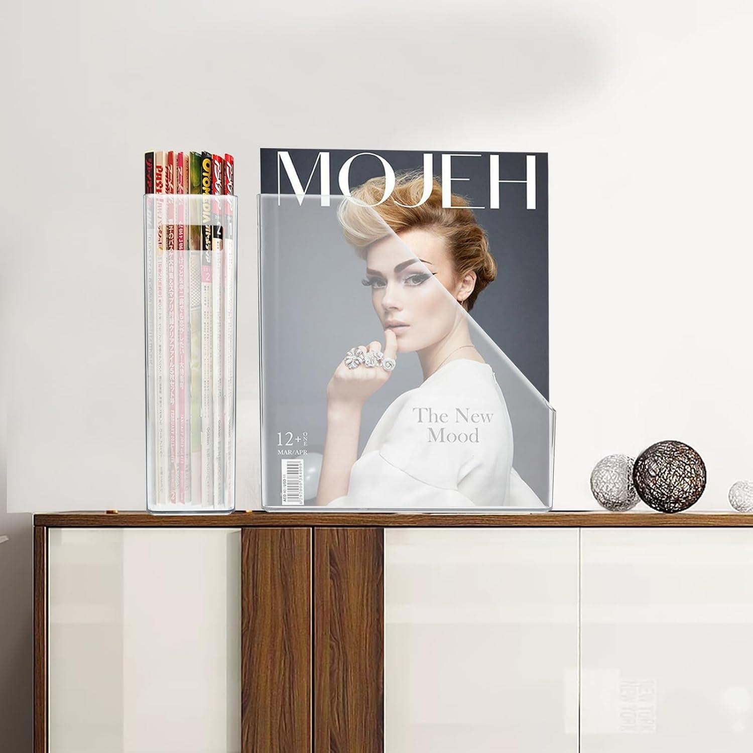 Paquete de 2 Soportes de Revistas Acrílico Akamino 26.9x24.9cm