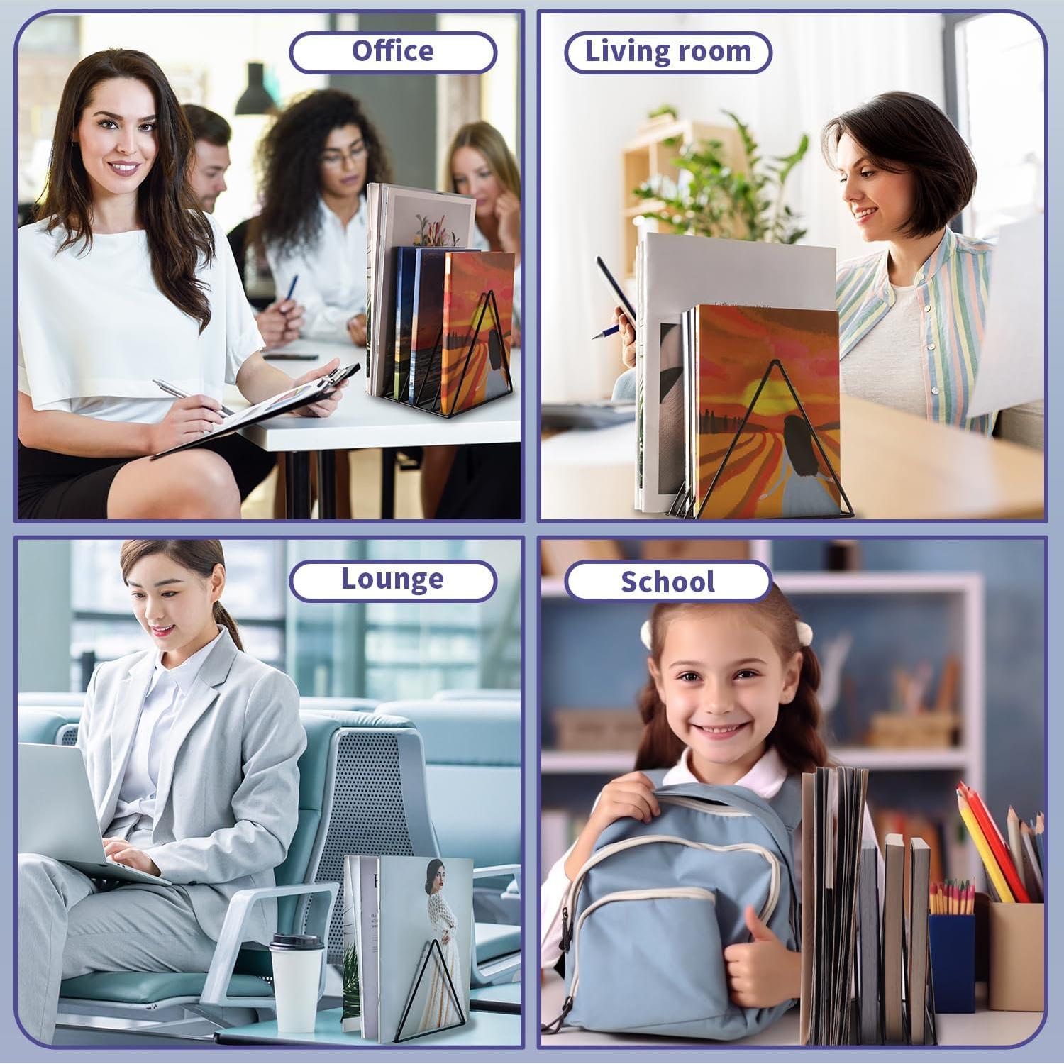 Soporte de Archivos Triangular Goiio 5 Ranuras Negro 18x15x18cm