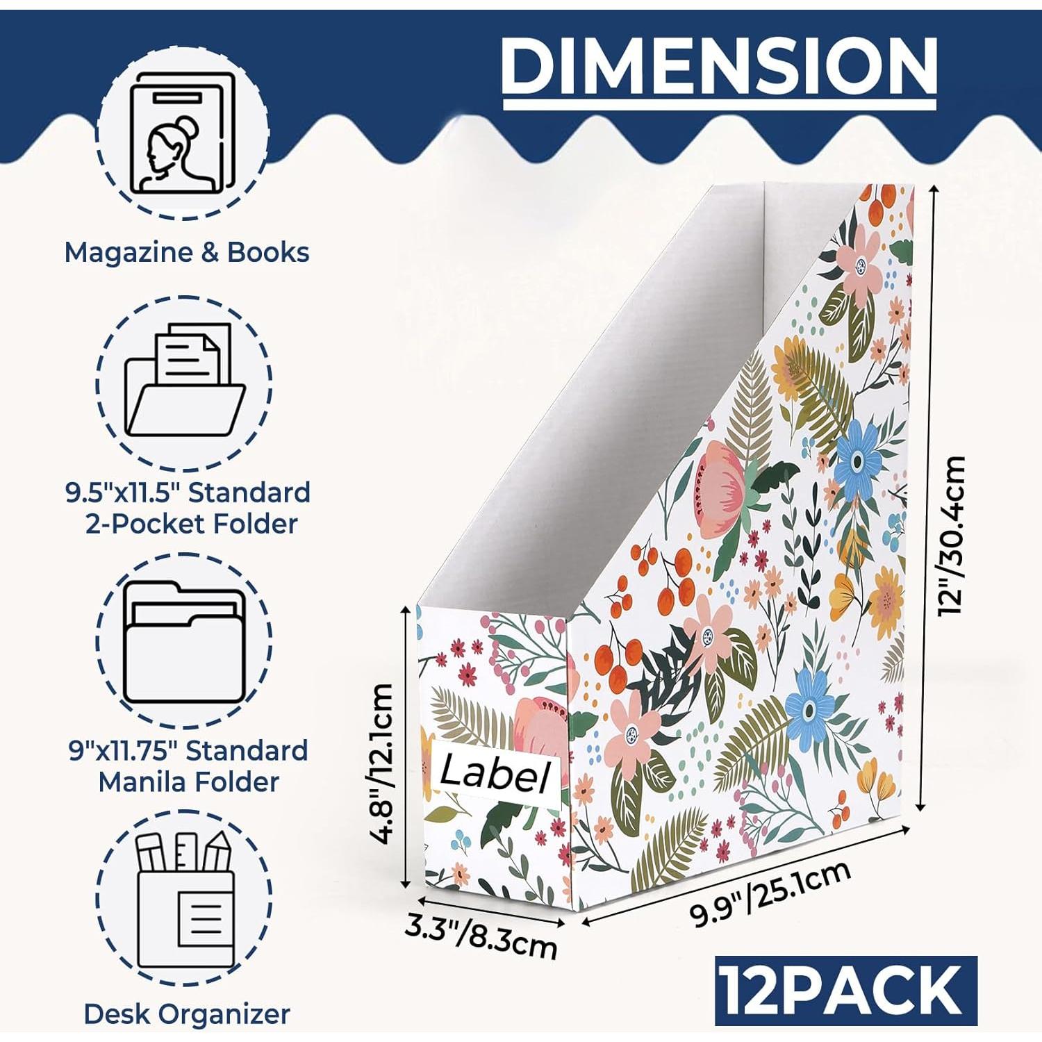 Soporte para Revistas EXYGLO 12 Pack Cartón Floral 25x8x30 cm