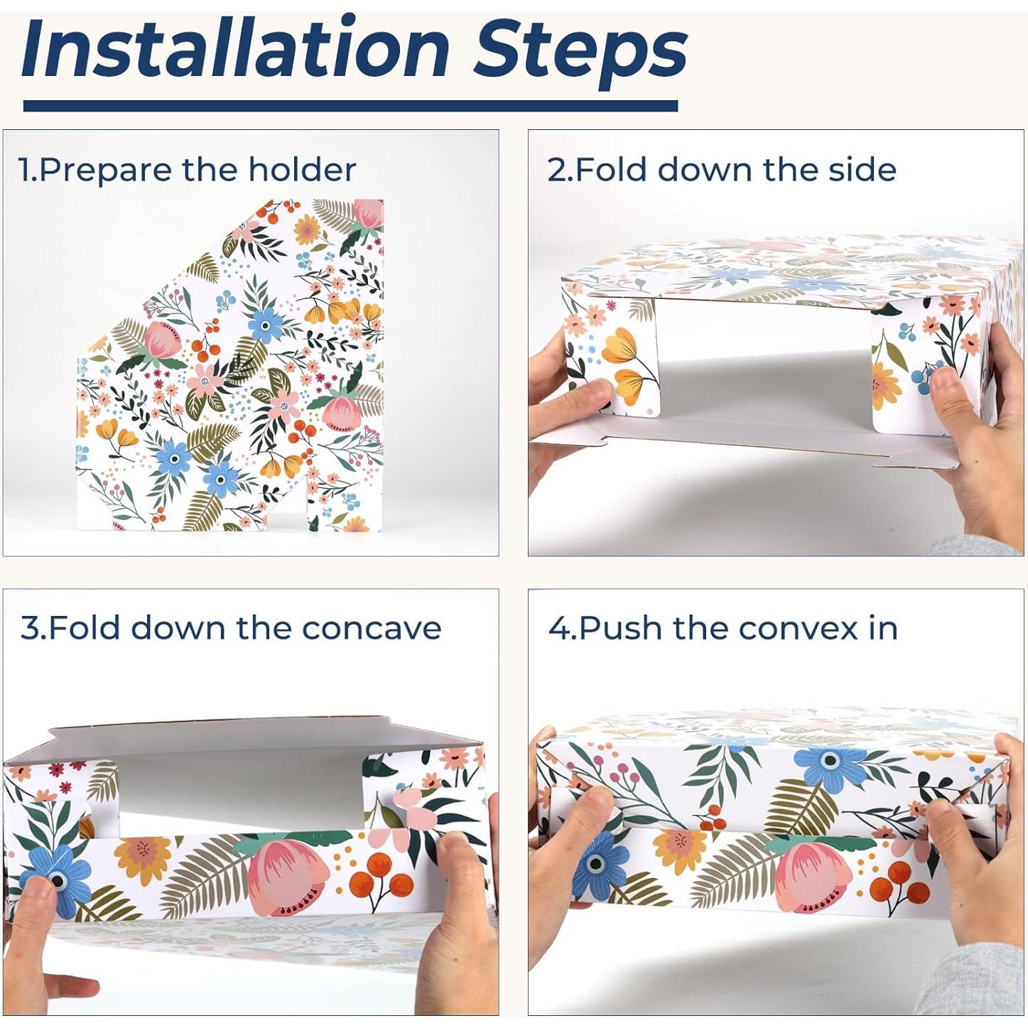 Soporte para Revistas EXYGLO 12 Pack Cartón Floral 25x8x30 cm