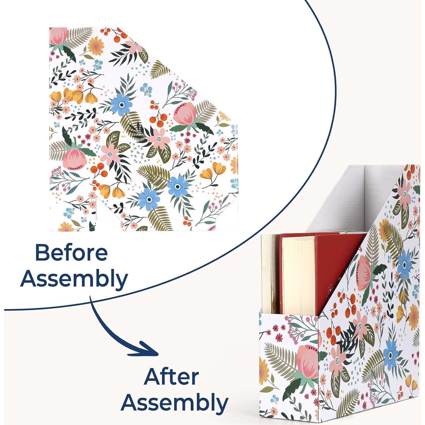 Soporte para Revistas EXYGLO 12 Pack Cartón Floral 25x8x30 cm